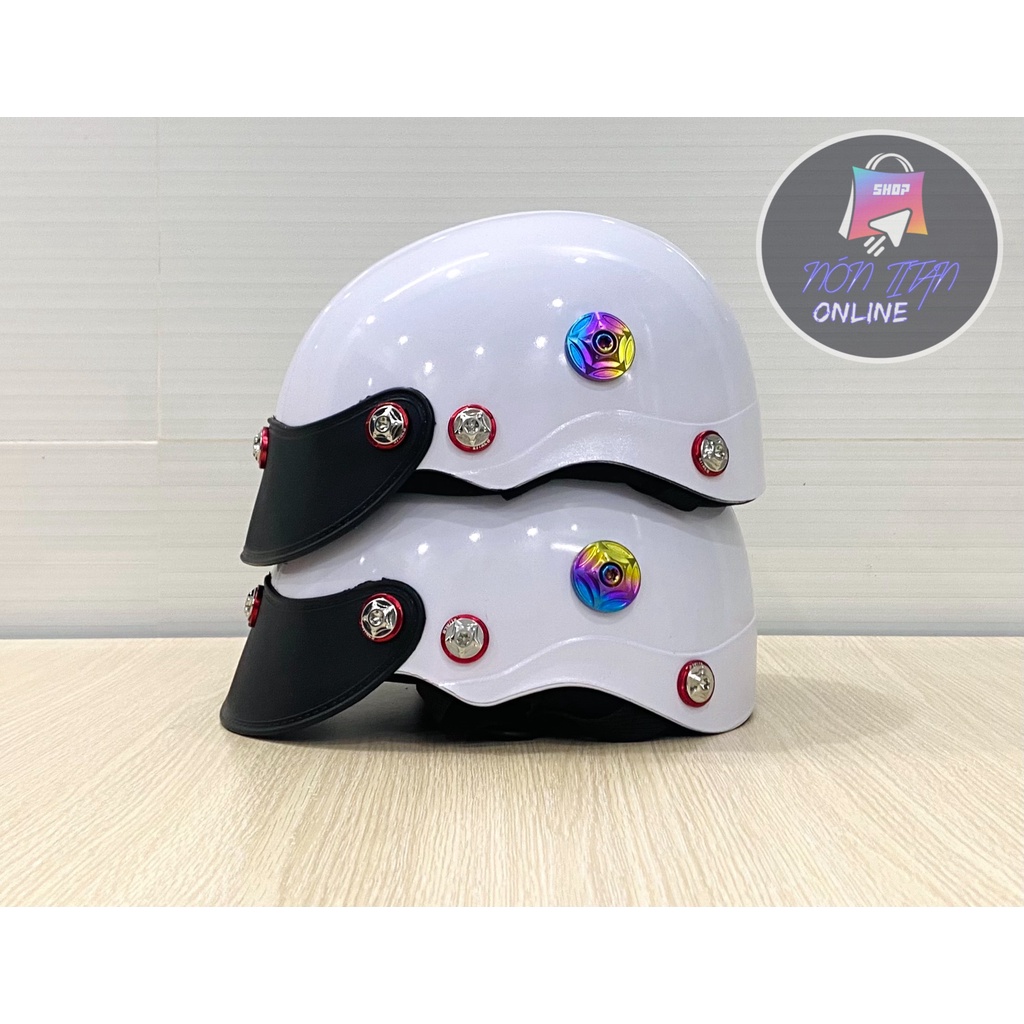 [TẶNG TEM BIKER] Nón Bảo Hiểm Trơn - Sơn Nhiều Màu - Phủ NaNo - Gắn full 8 ốc Salaya + Gù Titan Gr5 Siêu Ngầu