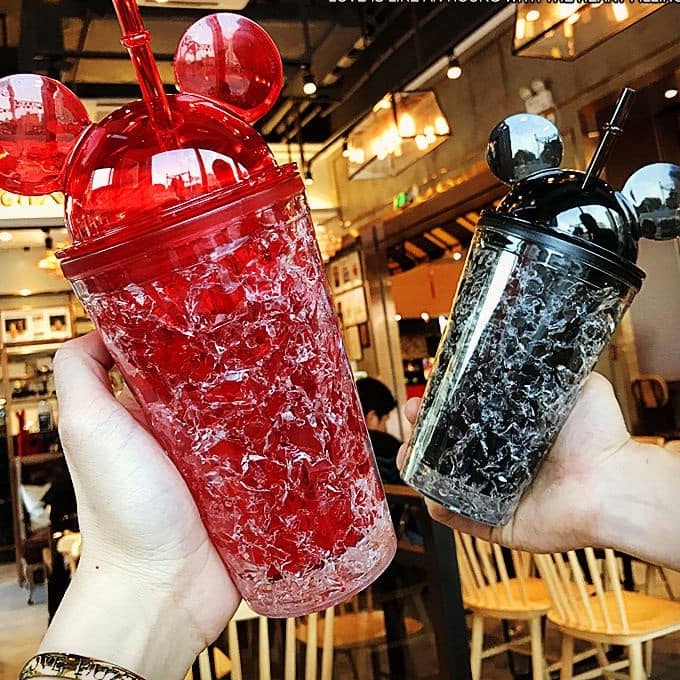 CỐC NƯỚC MICKEY KÈM ỐNG HÚT MÀU VỠ SIÊU ĐẸP