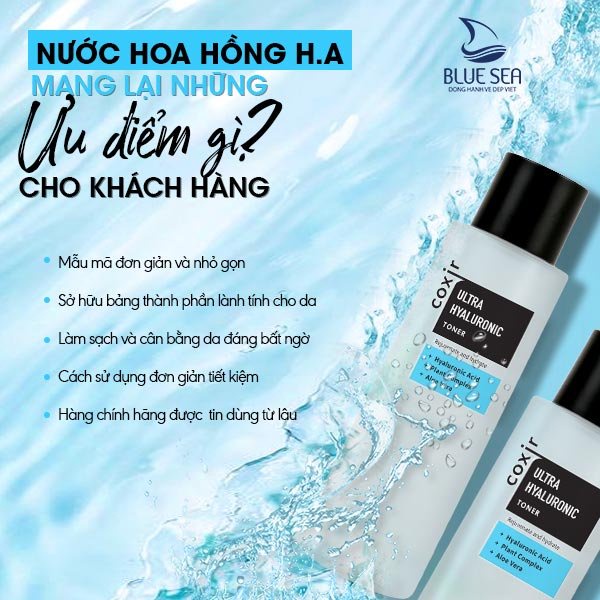 Nước hoa hồng HA – Ultra Hyaluronic Toner 150ml Coxir Cân bằng pH, Da khô, Da mất nước, Da nhạy cảm, Mọi loại da