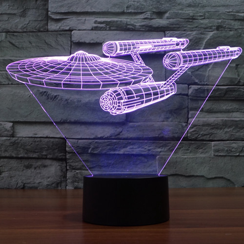 Đèn LED 3D 7 màu hình tàu vũ trụ Star Trek USS Enterprise đẹp mắt + phụ kiện đi kèm