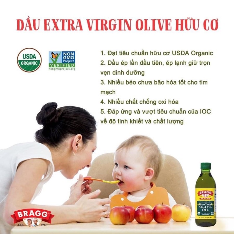 Dầu oliu ( Olive Extra Virgin )  Hữu Cơ Bragg
