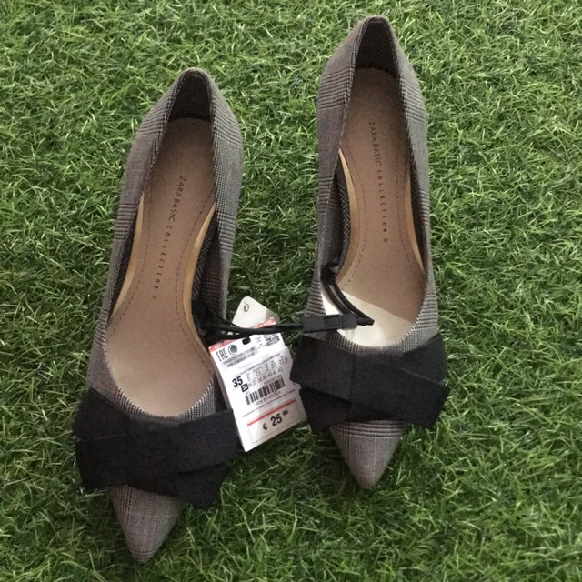 Giày cao gót kẻ Zara Basic Tây Ban Nha, cao 3cm,ảnh thật 100%