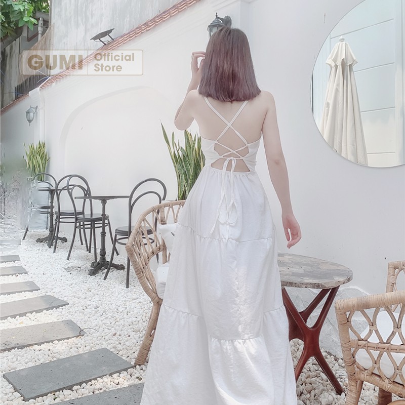 Đầm maxi dài 2 dây đi biển có mút ngực hở lưng đan dây cao cấp - Váy maxi 2 dây hở lưng đi biển xinh đẹp GM2100 | BigBuy360 - bigbuy360.vn