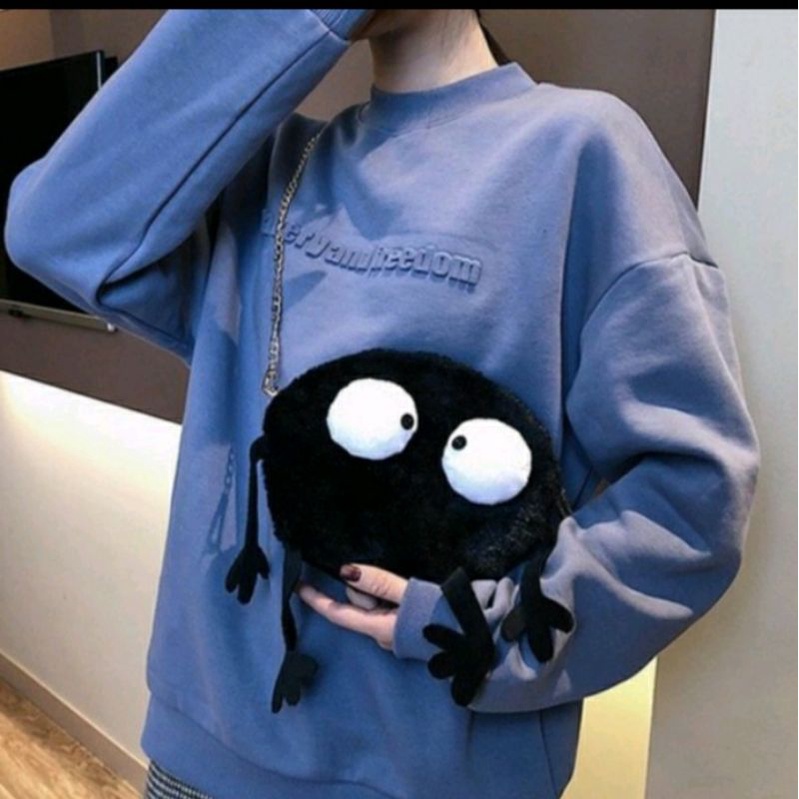 Túi đeo chéo lông nhung Bồ Hóng hoạt hình Ghibli siêu cute👻