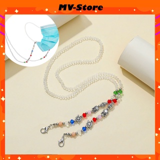Dây đeo chống thất lạc khẩu trang dạng cườm pha lê kết hợp charm nhiều màu sắc phong cách Hàn Quốc