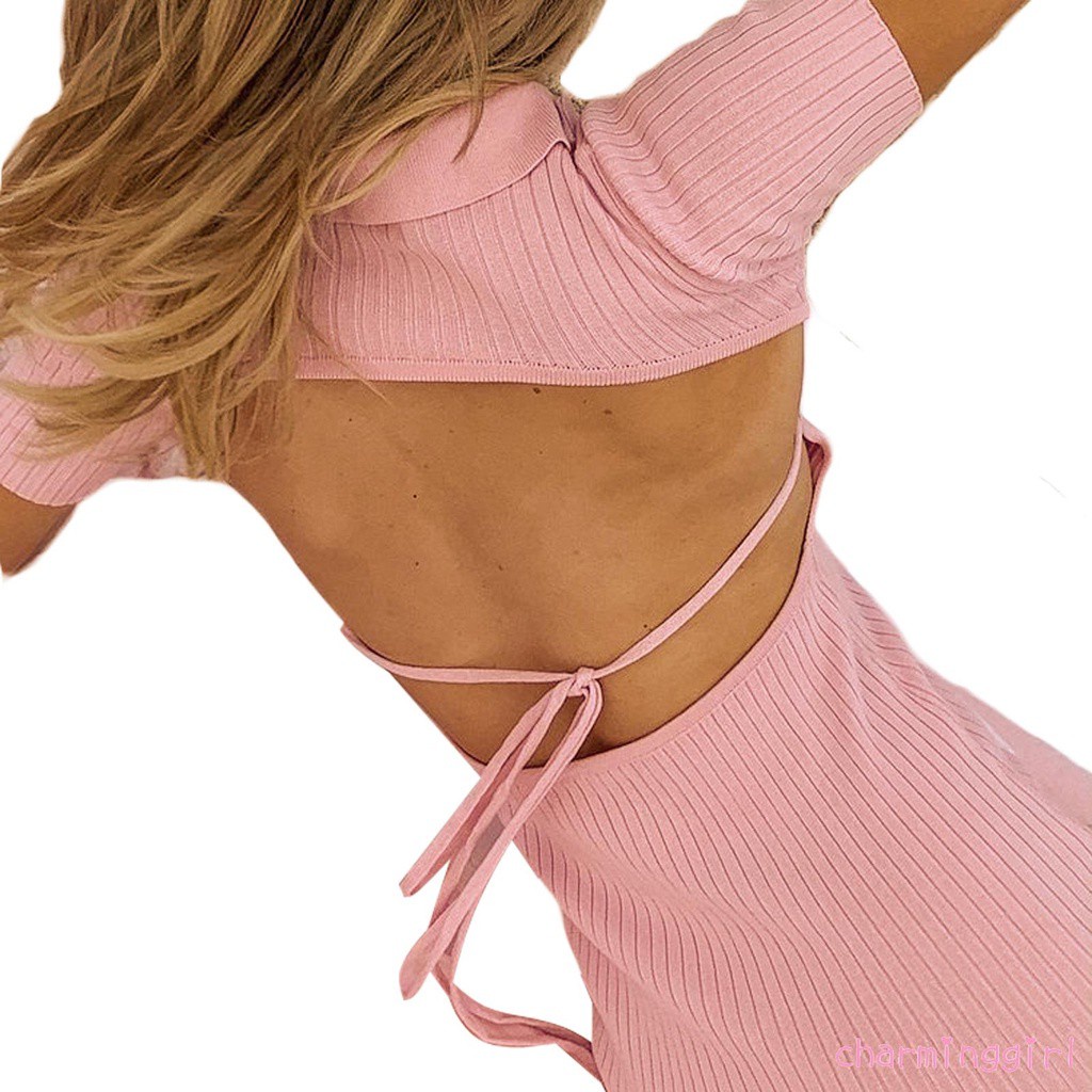 Đầm ôm tay ngắn màu hồng thời trang sành điệu cho nữ