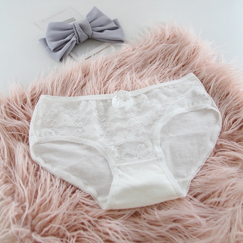 Quần Lót Nữ Cotton cao cấp viền ren buộc đính nơ combo 4 quần mỏng mát tôn dáng mã SETTRANG4