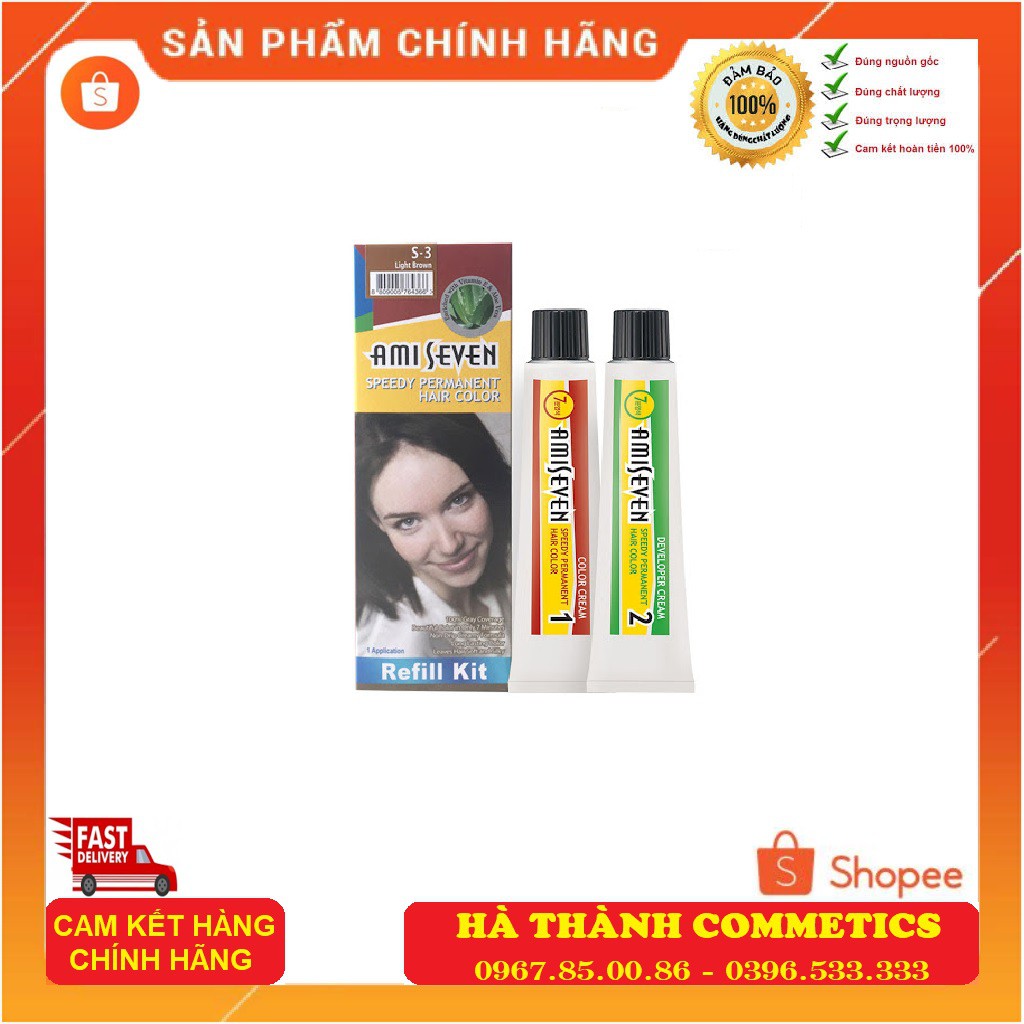 Nhuộm Phủ Bạc Thảo Dược AMI SEVEN Nhanh 7 Phút ⭐ FREESHIP ⭐ (Loại tiết kiệm) (60g + 60g) Hàn Quốc ⭐