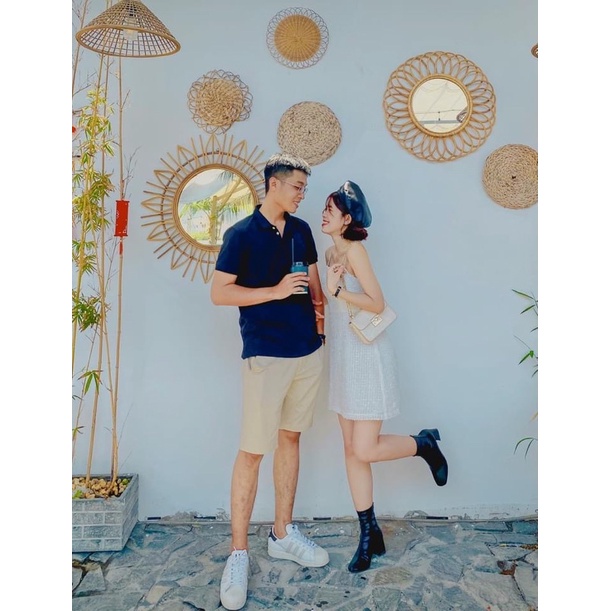 Đầm trắng hai  dây có lót xịn xò đi biển, đi tiêc- Herstore