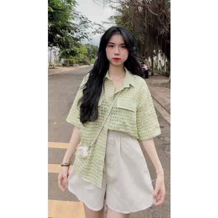 SET ÁO SƠMI+SHORT NHUNG