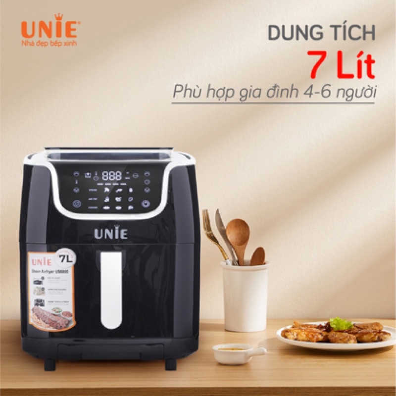 [Chính Hãng] Nồi chiên không dầu hơi nước cao cấp 7 lít UNIE STEAM US6800, lỗi 1 đổi 1, bảo hành 12 tháng toàn quốc