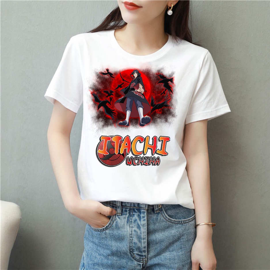 Áo thun nam nữ tay lỡ vải cotton form rộng màu trắng Hạ Băng Designs - Itachi 002