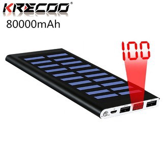 KRECOO Pin sạc dự phòng 20000mAh PN-962 dạng mỏng sử dụng năng lượng mặt trời chuẩn sạc nhanh 3.0 màu đen