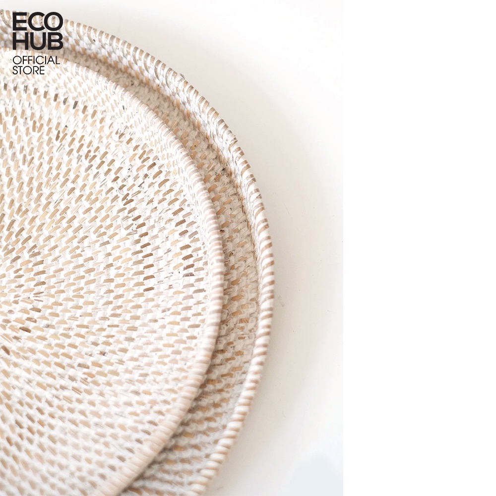 Khay, mâm tròn, mây ECOHUB đựng đồ ăn d30/35/40/45/50cm (Round Rattan Tray For Food)