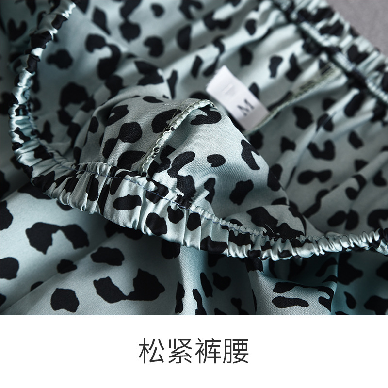 Leopard Print Women Pajamas With Chest Pad Sexy Sleepwear