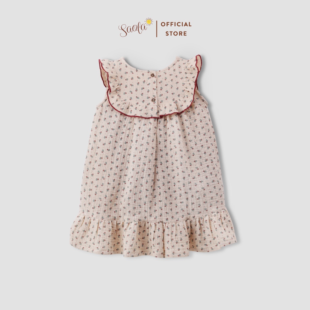 Váy Bé Gái Phối Bèo Chất Liệu Muslin Thoáng Mát Mềm Mịn - DRM018 - CAMELLIA DRESS - SAOLA KIDS CLOTHING