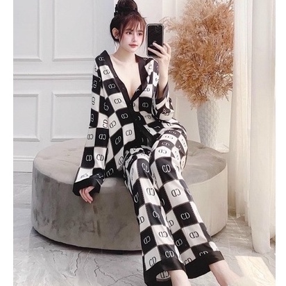 Bộ Lụa Mặc Nhà Pijama Nữ Lụa Cao Cấp Mát Mềm Mịn ELSA PIJAMA