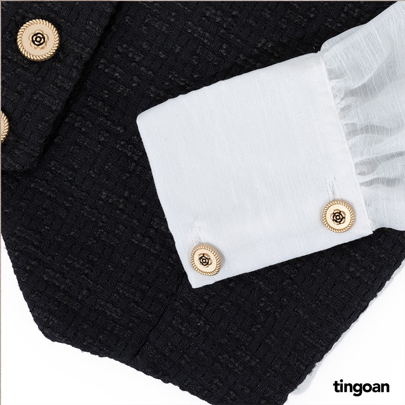 Áo tweed croptop dài tay phối ozganza trắng vai bồng nude tingoan IN PARIS TWEED TOP/BL | BigBuy360 - bigbuy360.vn