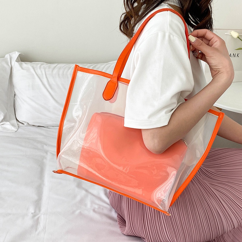 Túi xách nữ đeo chéo, túi nhựa trong suốt kèm túi nhỏ bên trong TUI-26