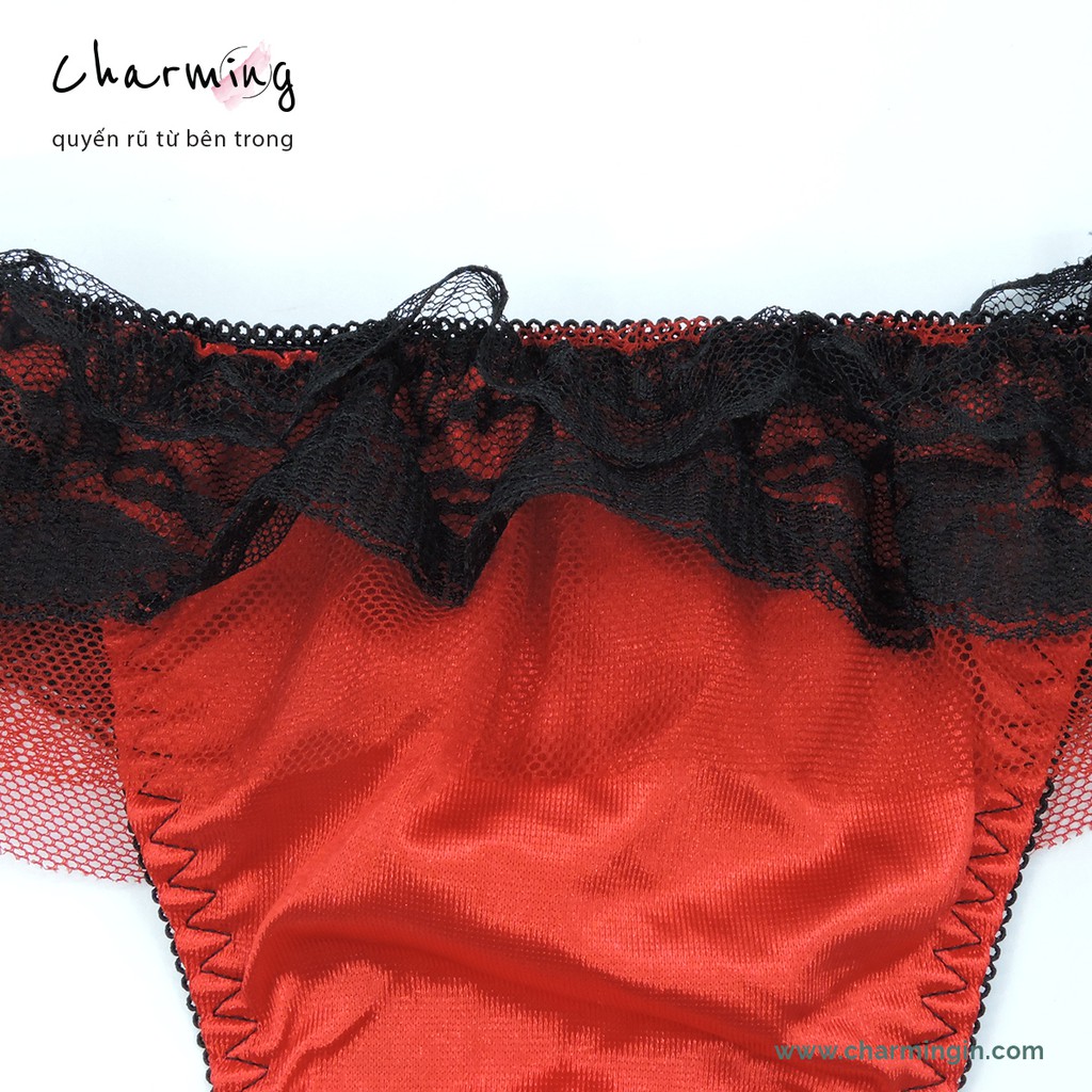 Quần lót T-back satin mịn  lưng ren co giãn siêu sexy - QLTB0008