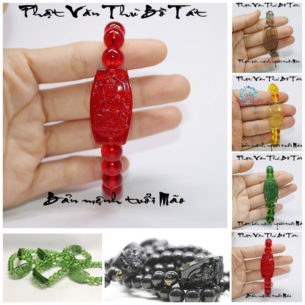 ⚡Video Thật ⚡ TẶNG kèm dây sâu vòng dự phòng - Vòng tay mặt phật Văn Thù Bồ Tát hạt 10ly - Bản mệnh người tuổi Mão