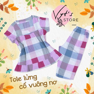Đồ bộ nữ tole lanh cổ vuông nơ_02