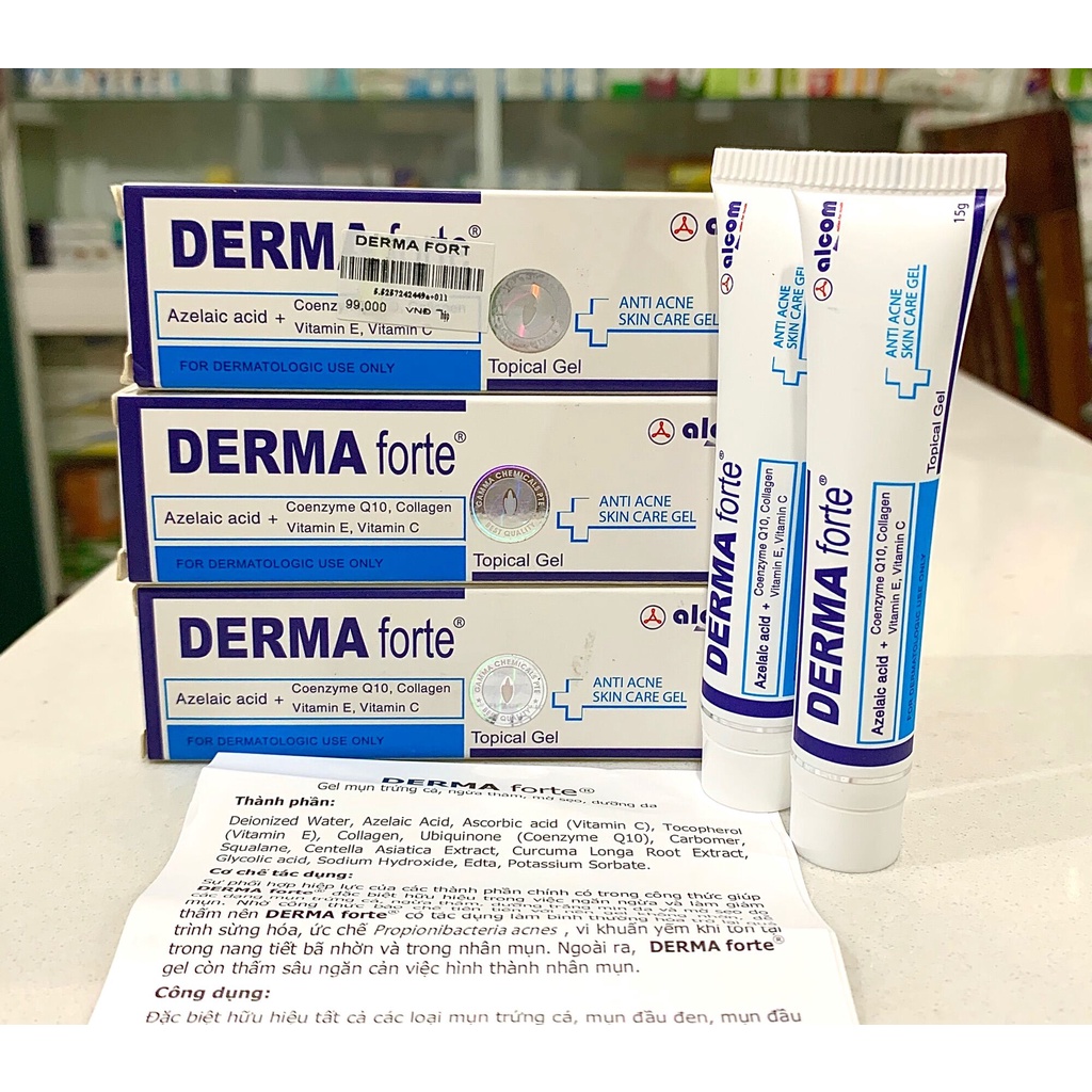 Derma Forte Gel 15g Bản Thường &amp; Advanced - Giảm Mụn Trứng Cá, Ngừa Thâm, Mờ Sẹo, Dưỡng Da - loại 15g - YUPA.STORE