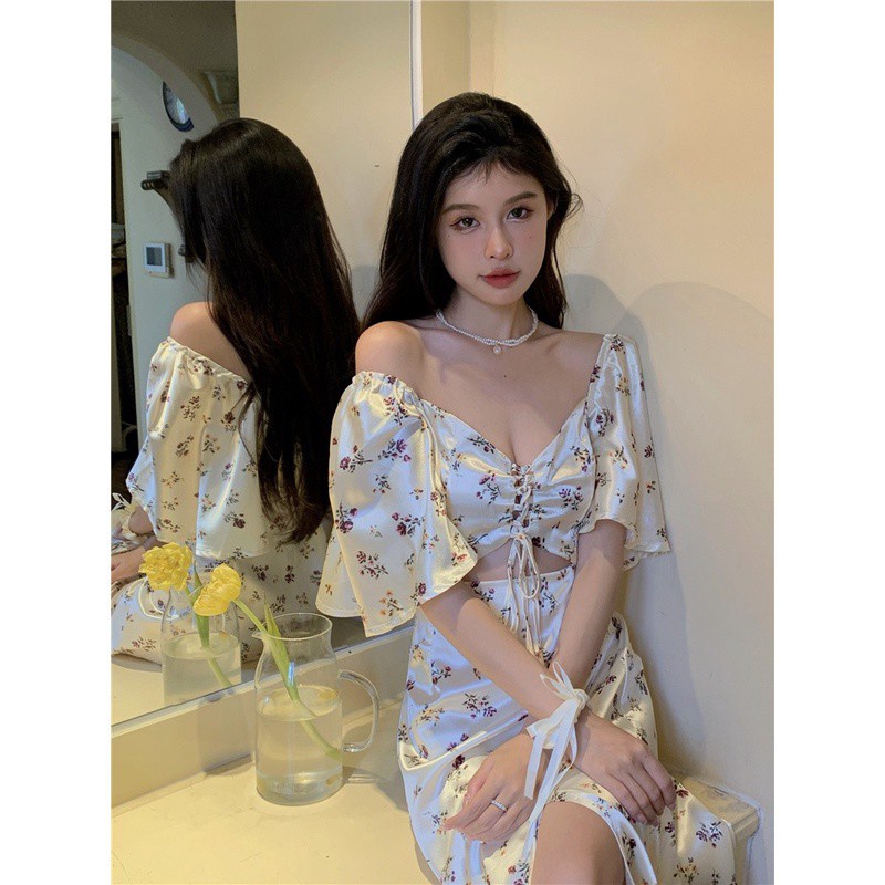 Đầm Tay Ngắn Phồng Cổ Vuông In Họa Tiết Hoa Nhí Xinh Xắn Thời Trang Xuân Hè Cho Nữ | BigBuy360 - bigbuy360.vn