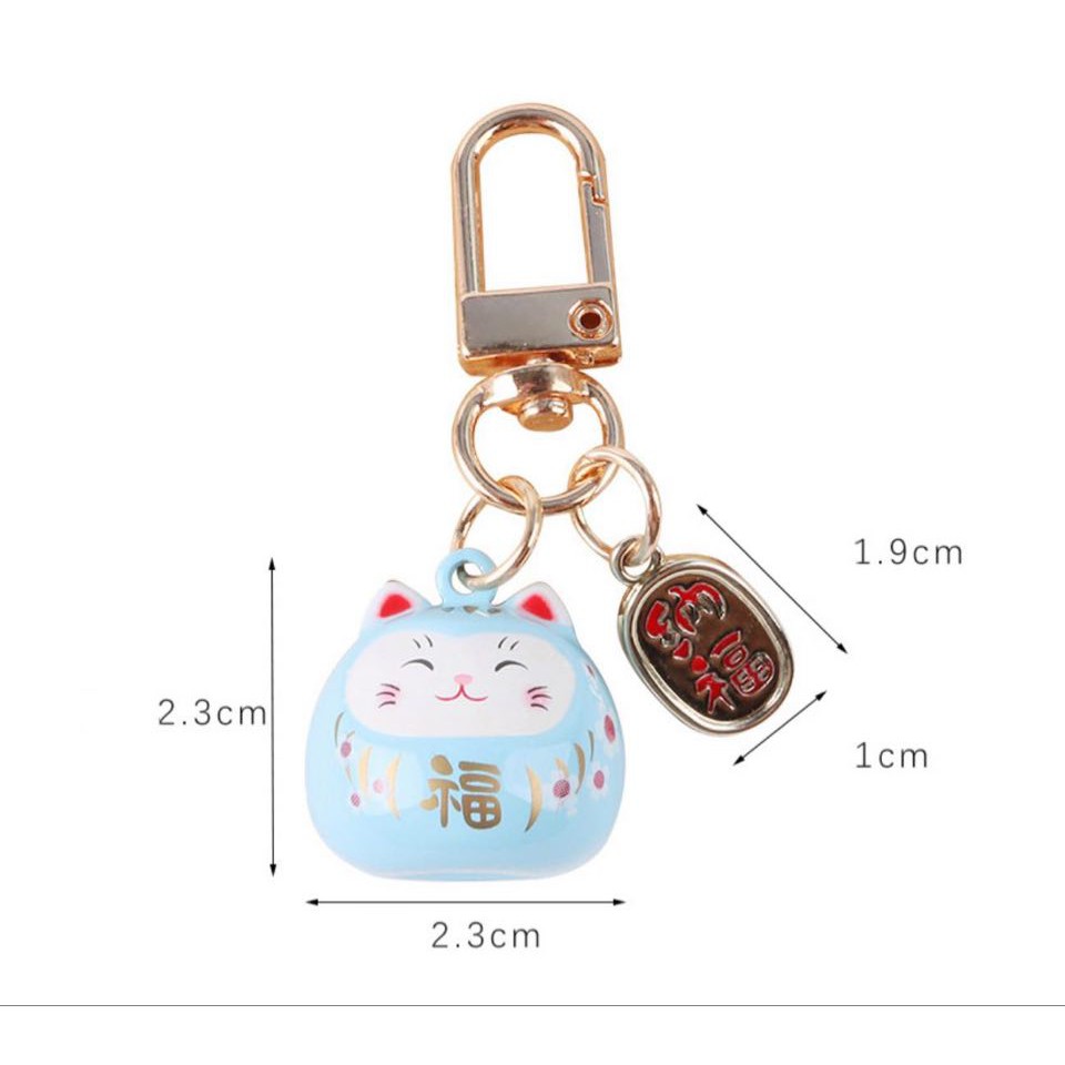 Móc khoá lục lạc mèo may mắn Maneki-neko size 2.3cm