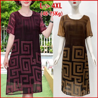 GOTI - THỜI TRANG TRUNG NIÊN - ĐẦM SUÔNG TRUNG NIÊN BIGSIZE KIỂU ĐẦM CHO MẸ TRUNG NIÊN U50 , U60 IN HỌA TIẾT GOTI 3280