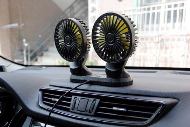 Quạt máy đôi mini 12v, 24v xoay 360 tiện ích trên ô tô, xe hơi cao cấp | BigBuy360 - bigbuy360.vn