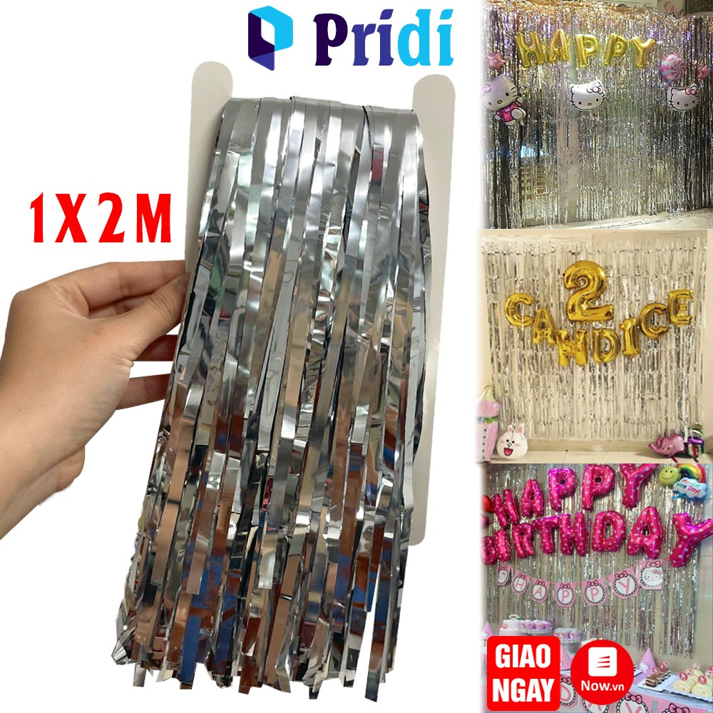 Combo 2 Bộ Rèm Kim Tuyến Trang Trí Tiệc Sinh Nhật Màu Bạc (1x2m) - Phụ Kiện Trang Trí Sinh Nhật, Sự Kiện PRIDI