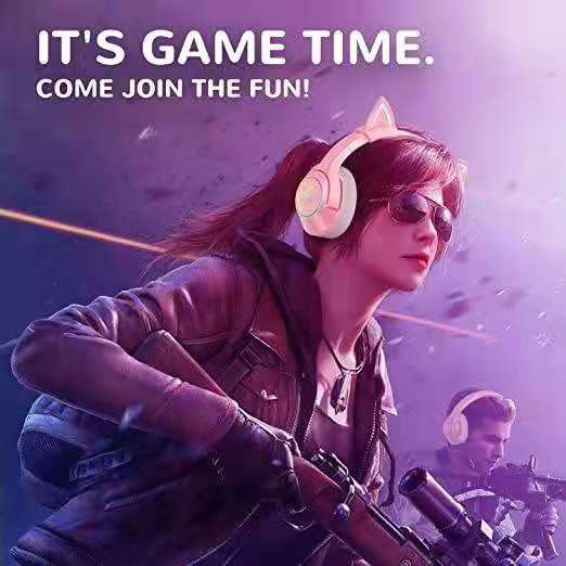 Tai nghe chơi game tai mèo ONIKUMA K9  hồng hiệu ứng âm thanh 7.1 với điện thoại máy tính xách tay giảm tiếng ồn