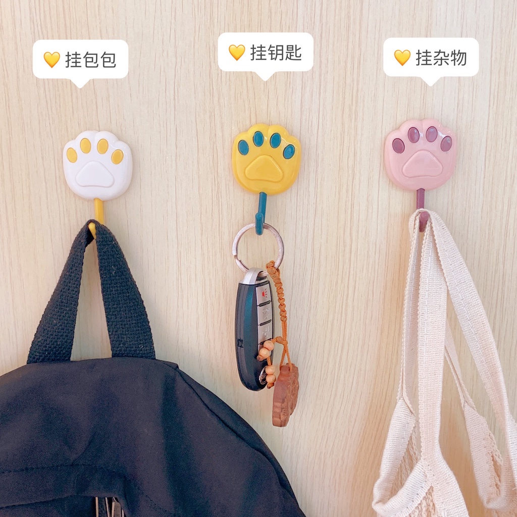 Set 8 móc dán tường họa tiết chân mèo đáng yêu - UniLabel