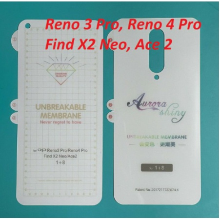 Miếng Dán dẻo PPF full màn cho Oppo Reno 5,5 Pro, Reno4, Pro, Reno 3 Pro, Find X2 Neo, Ace 2 , Find X2,X2 Pro, X3,X3 Pro