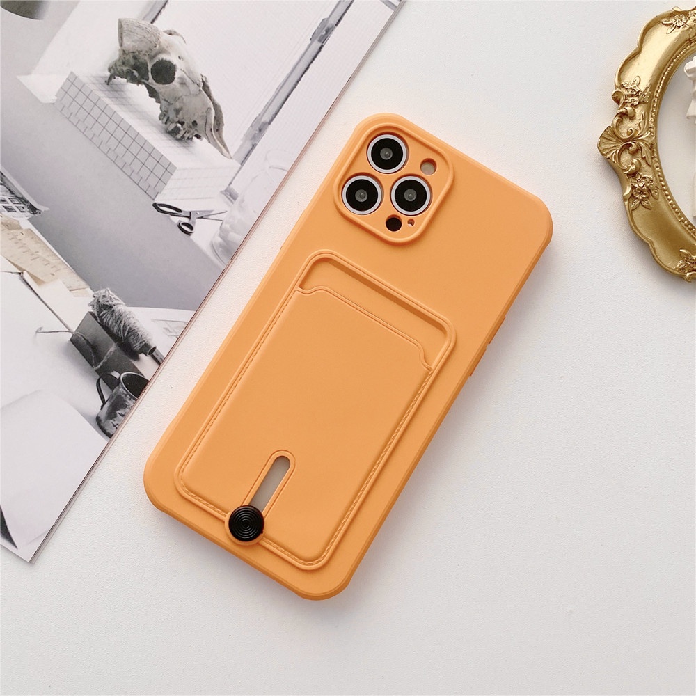 Ốp Điện Thoại TPU Silicon Mềm Có Ngăn Đựng Thẻ 8 Màu Cho iPhone 11 12 Pro Max Mini 12Pro SE 2020 X XS Max XR 7 8 Plus