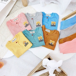 Bộ Dài thun gân Peekaboo thêu hình gấu moschino cho bé trai, bé gái