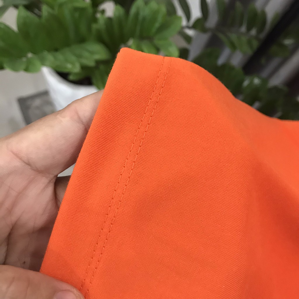 Áo thun nữ trơn cổ tròn màu cam, Áo phông trơn nữ.