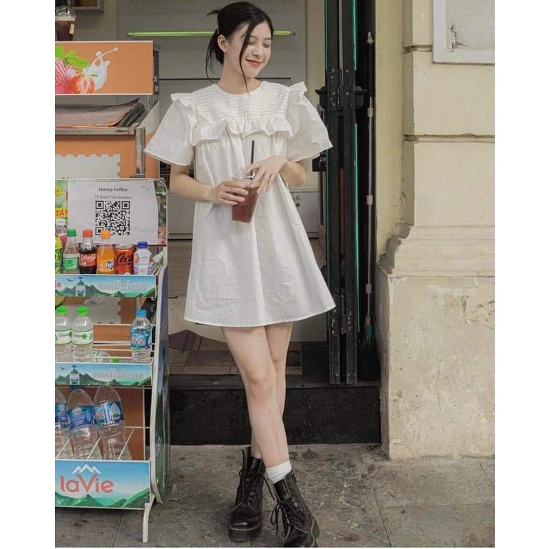 Áo váy babydoll xếp ly ngực