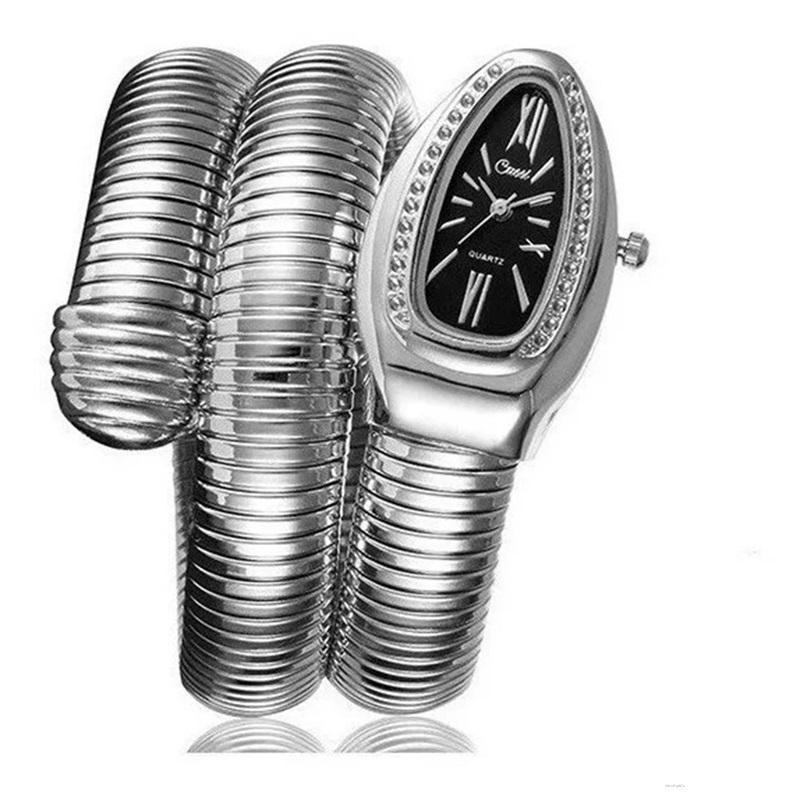 Đồng Hồ Đeo Tay Mặt Đầu Rắn Bằng Thép Không Gỉ Thời Trang Cá Tính Cho Nữ