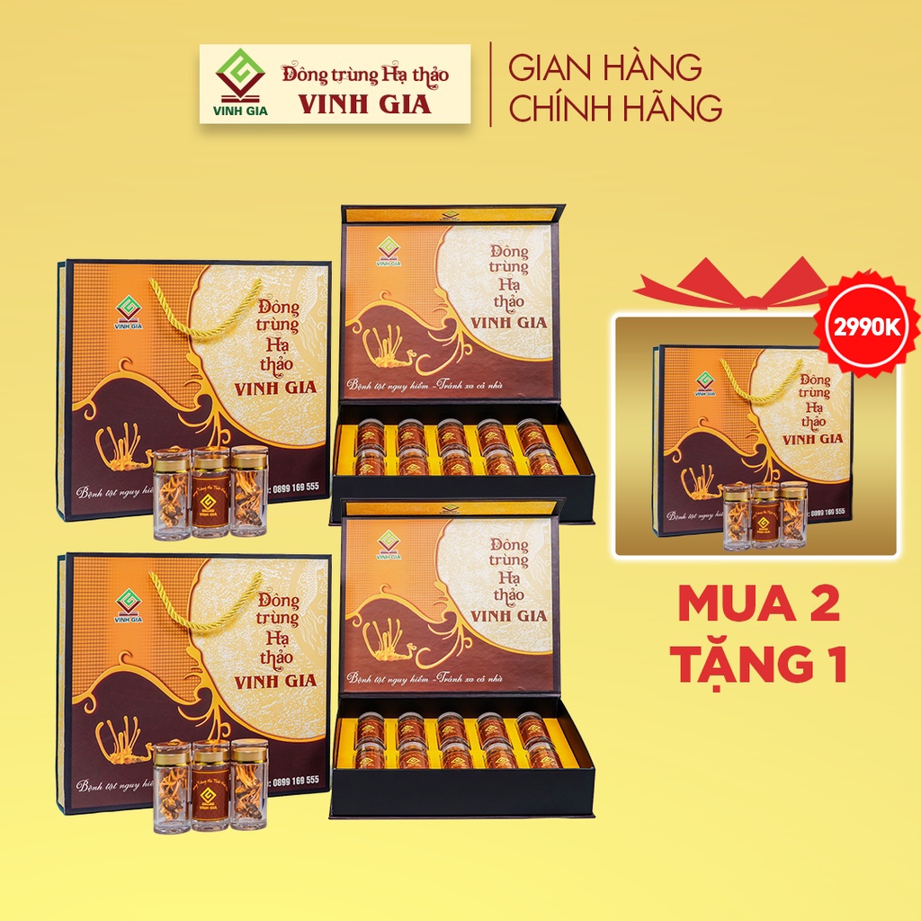 Combo 3 Hộp Đông Trùng Hạ Thảo Vinh Gia Nguyên Con Khô Nâng Cao Sức Đề Kháng Cho Mọi Lứa Tuổi – Hộp 10 Lọ