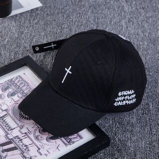 Freeship 99k TQ_Mũ lưỡi trai đen Hàn Quốc chữ thập
