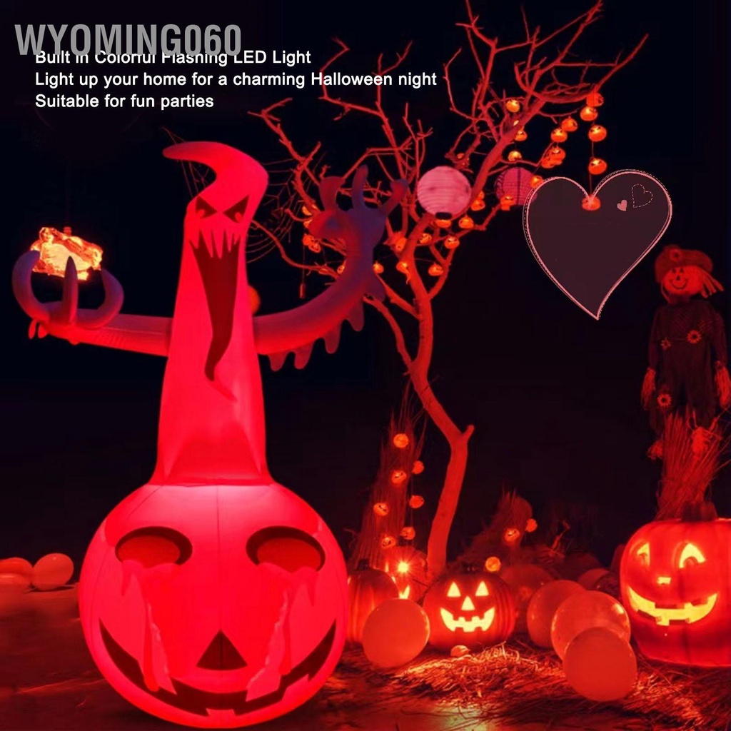 Wyoming060 Bóng ma bí ngô bơm hơi 16 màu LED Ánh sáng chống chịu thời tiết Halloween trang trí cho sân vườn trước cỏ