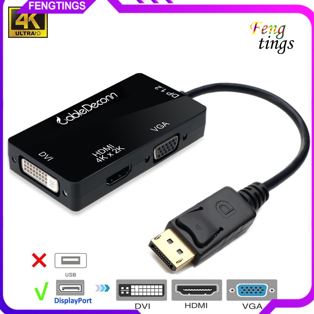 Cáp chuyển đổi 3 trong 1 từ cổng Display Port sang HDMI VGA DVI