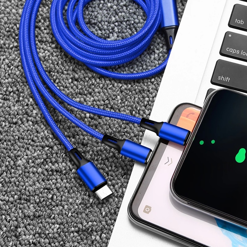 Dây Cáp Sạc 3 Trong 1 Cổng Micro Usb Type C Thích Hợp Cho Samsung Iphone Oppo Vivo Redmi Oneplus Huawei