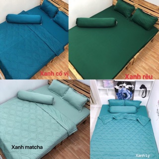 Trọn bộ drap thun❤❤FREESHIP❤❤ga thun_ thun hàn_ bộ 5 món ( 1 ga, 2 áo nằm, 1 áo ôm, 1 chăn)