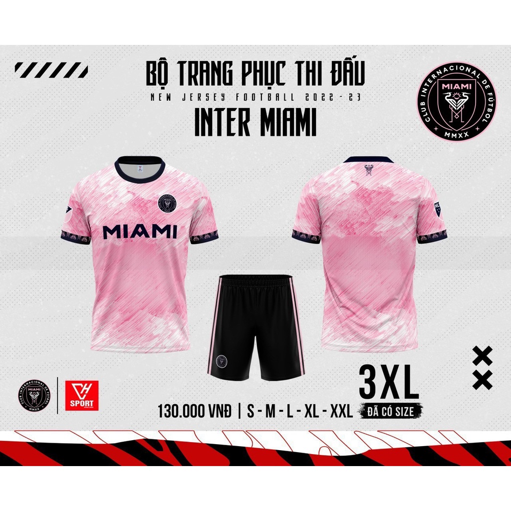 Bộ quần áo bóng đá, đồ đá banh Inter Miami Màu Hồng 2022-2023 Vải Thun Lạnh Cao Cấp