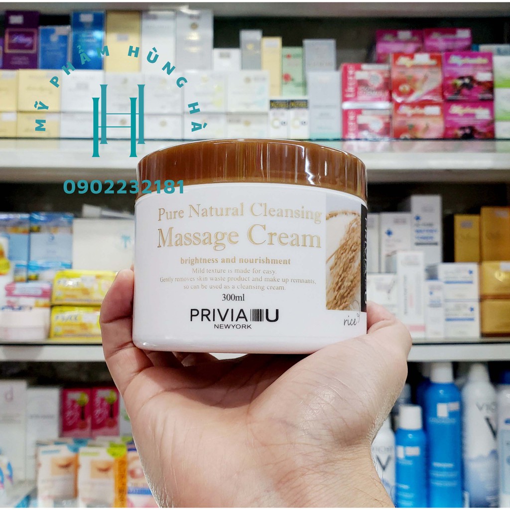 Kem massage Privia, mát xa da mặt, trắng da, dưỡng ẩm, dịu da, chiết xuất mầm gạo Privia Cleansing Massage Cream 300ml