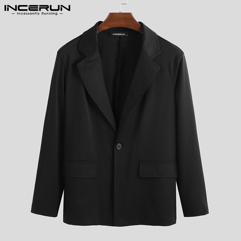 Áo Khoác Blazer INCERUN Tay Dài Cổ Chữ V Màu Trơn Dành Cho Nam