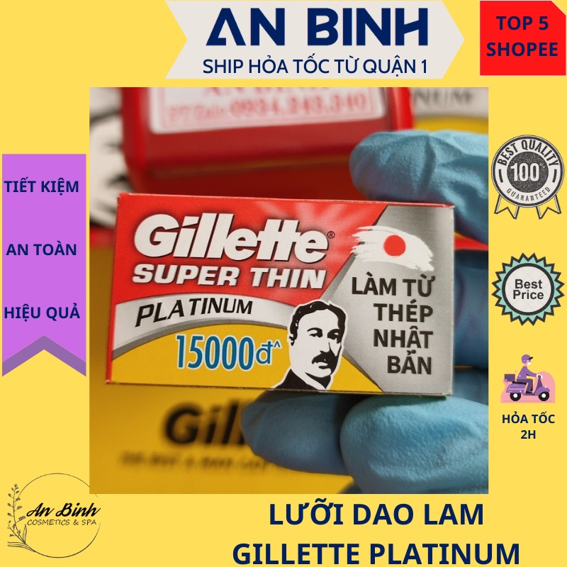 (Q1-HCM) Lưỡi Lam Gillette Ông Già Plantium - Hộp 10 Lưỡi Lam Gillette Super Thin [Chính Hãng]